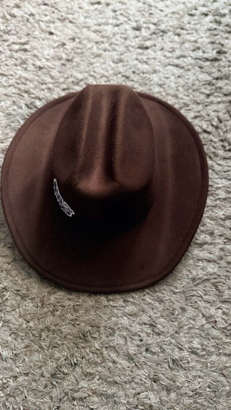 Brown Wool Felt Cowboy Hat with Music Note Patch